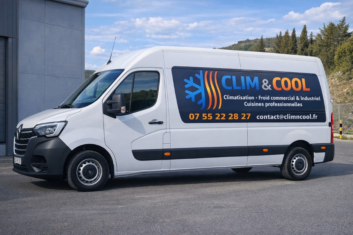 Camion Clim & Cool, frigoriste à Béziers pour froid commercial, climatisation et dépannage frigorifique